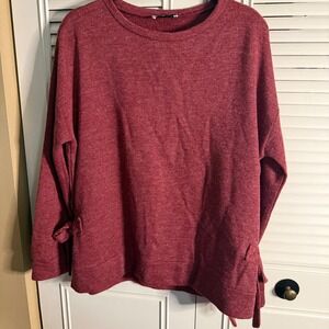 Gilli Womens Burgundy Heathered Side Tie Crew Neck Sweatshirt Size M AT1643-2